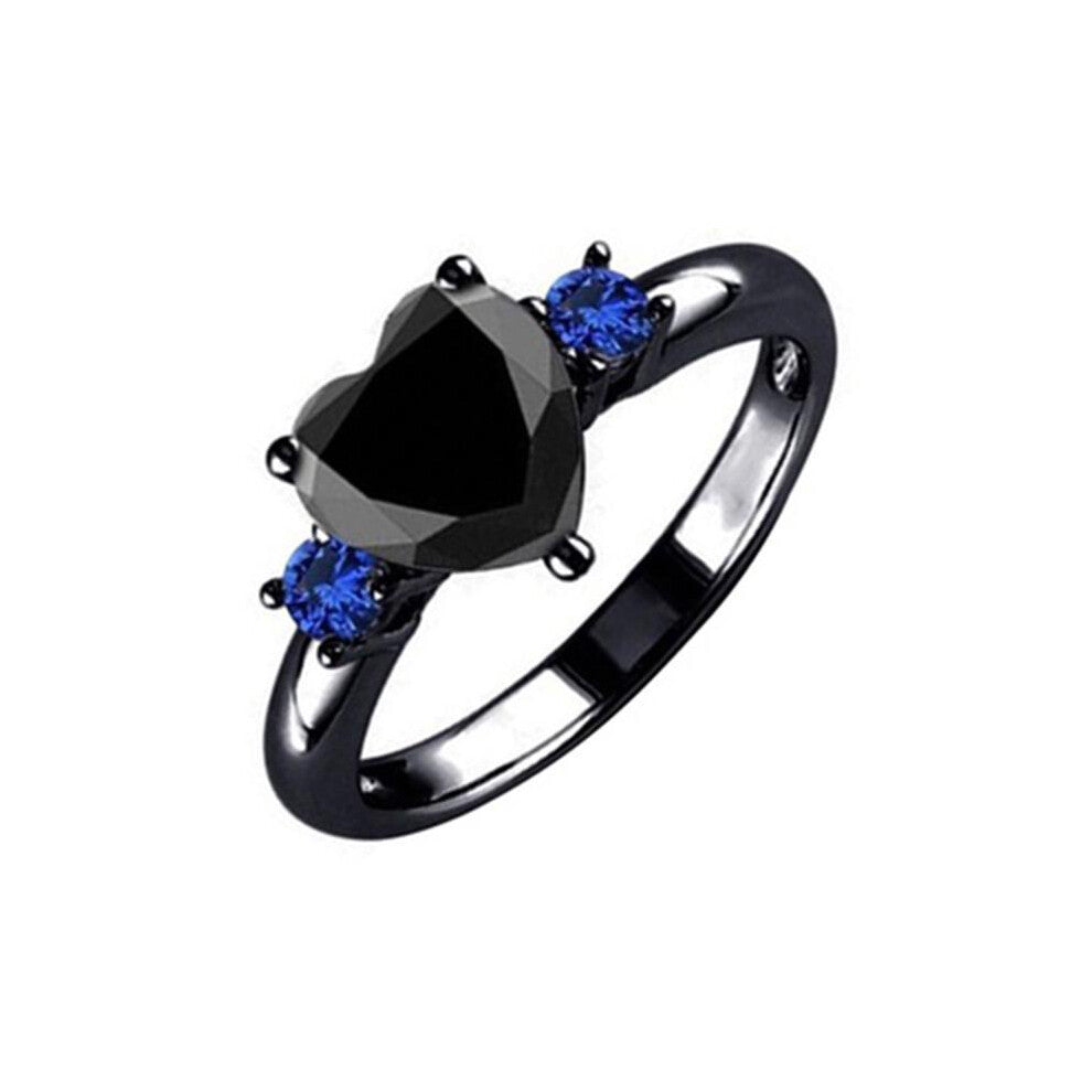(black) Love Ring Heart Electroplating Gun Black Ring Jewelry Engagement