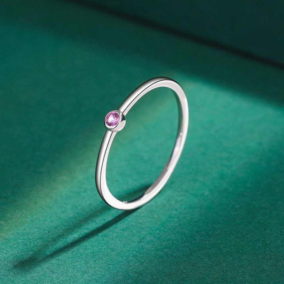 (Rosa -8) Utsøkt mote S925 Sterling Sølv Ringer For Kvinner Ekte CZ Finger Forlovelse Brude