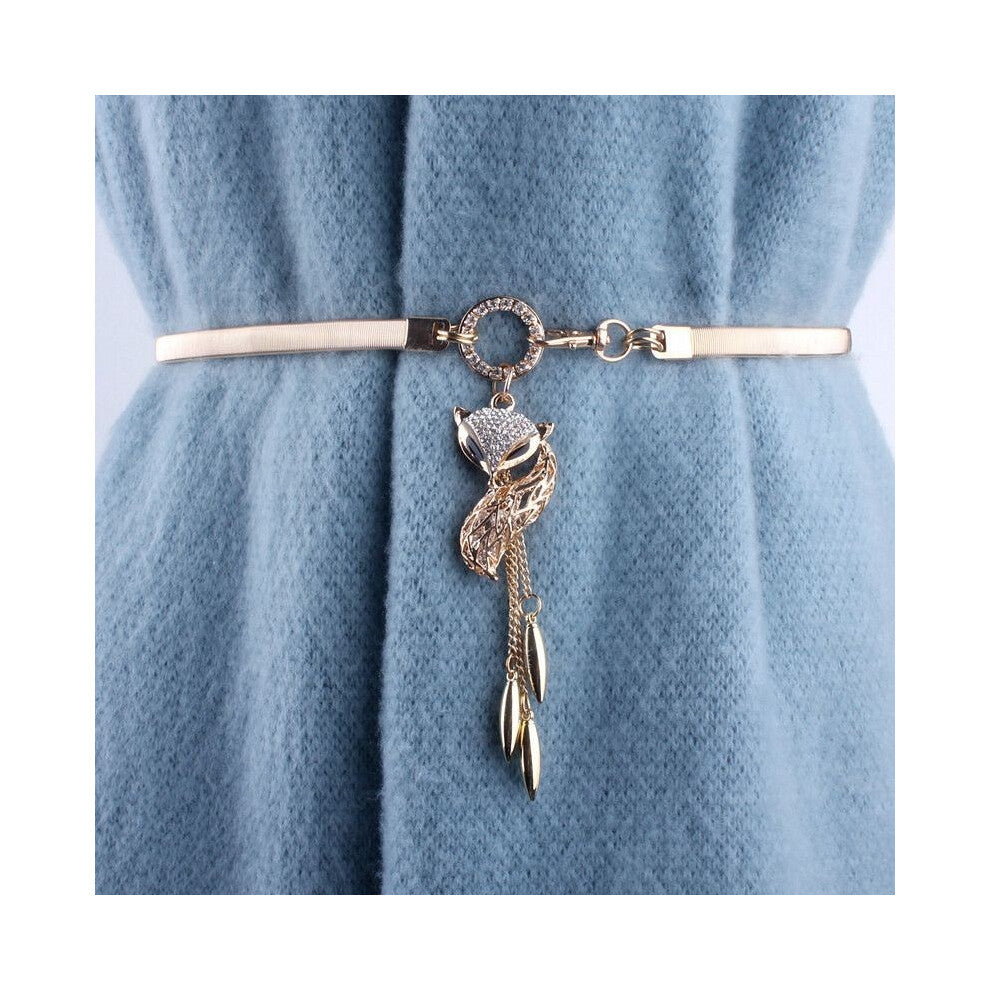 (Gold Fox) Chic Versatile And Metal Waist Chain Featuring Glittering Fox Pendant Wardrobe For Womens