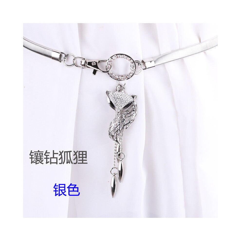 (Silver Fox) Chic Versatile And Metal Waist Chain Featuring Glittering Fox Pendant Wardrobe For Womens