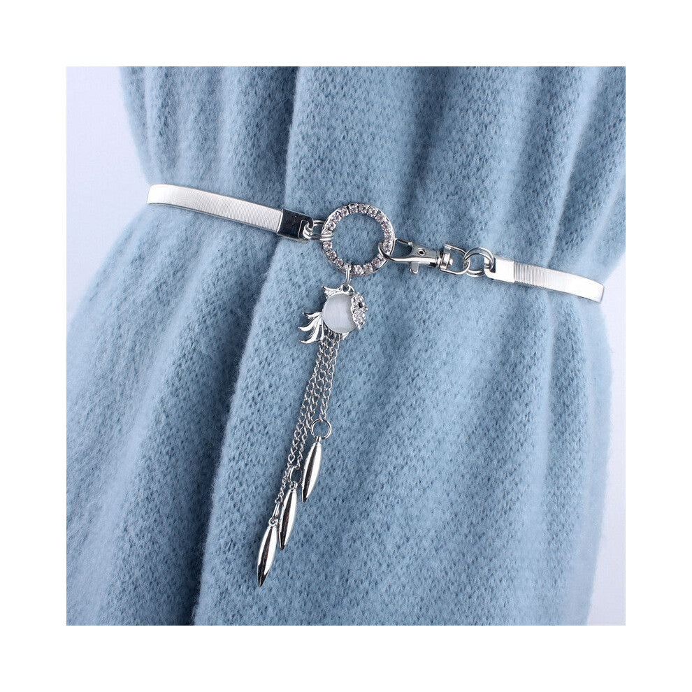 (Silver Fish) Chic Versatile And Metal Waist Chain Featuring Glittering Fox Pendant Wardrobe For Womens