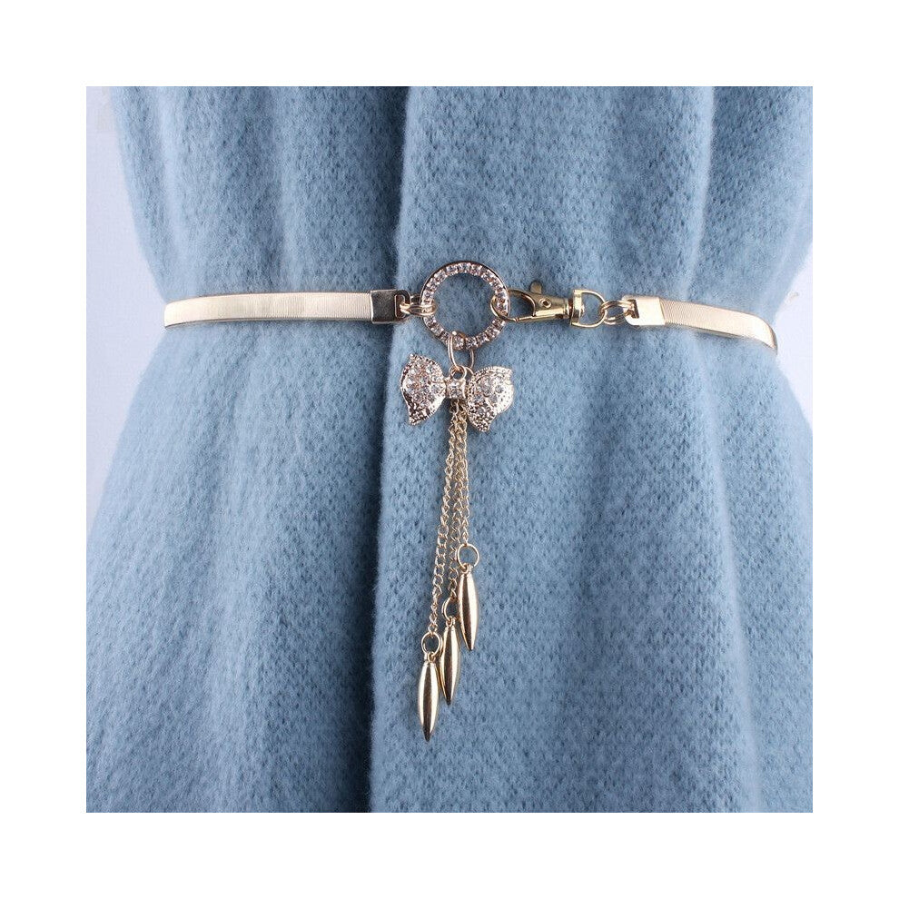 (Bow Tie) Chic Versatile And Metal Waist Chain Featuring Glittering Fox Pendant Wardrobe For Womens