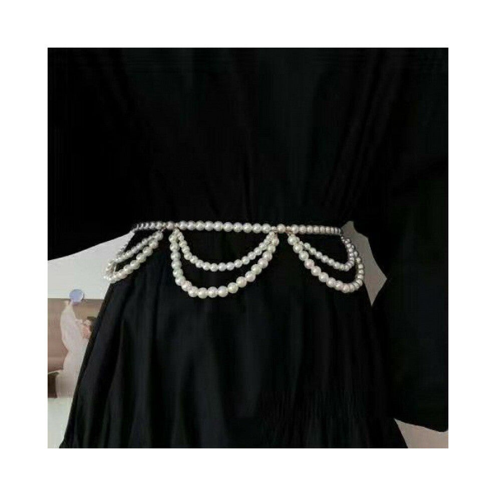 (StyleA) Pearl Fashionable Retro Waist Chain For Women Great For Summer Dresses Attire And Stylish