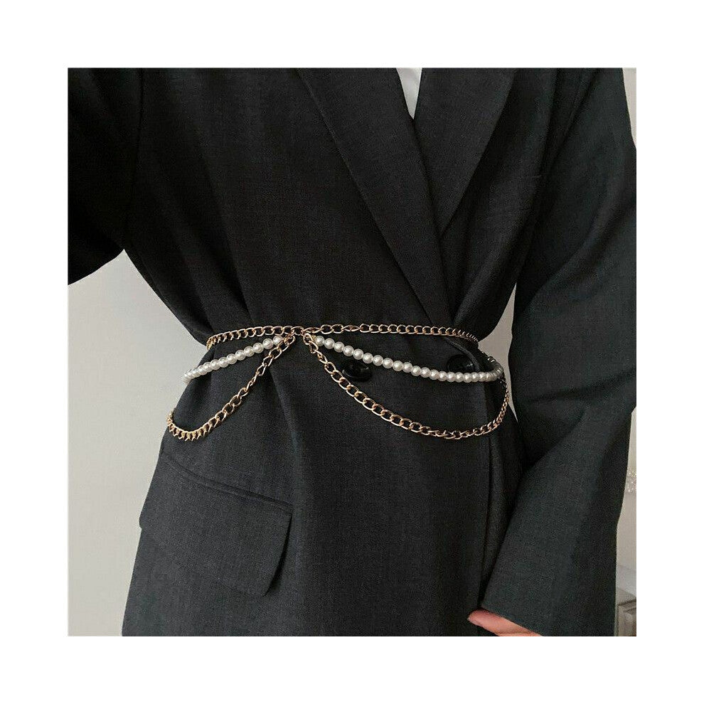 (StyleB) Pearl Fashionable Retro Waist Chain For Women Great For Summer Dresses Attire And Stylish