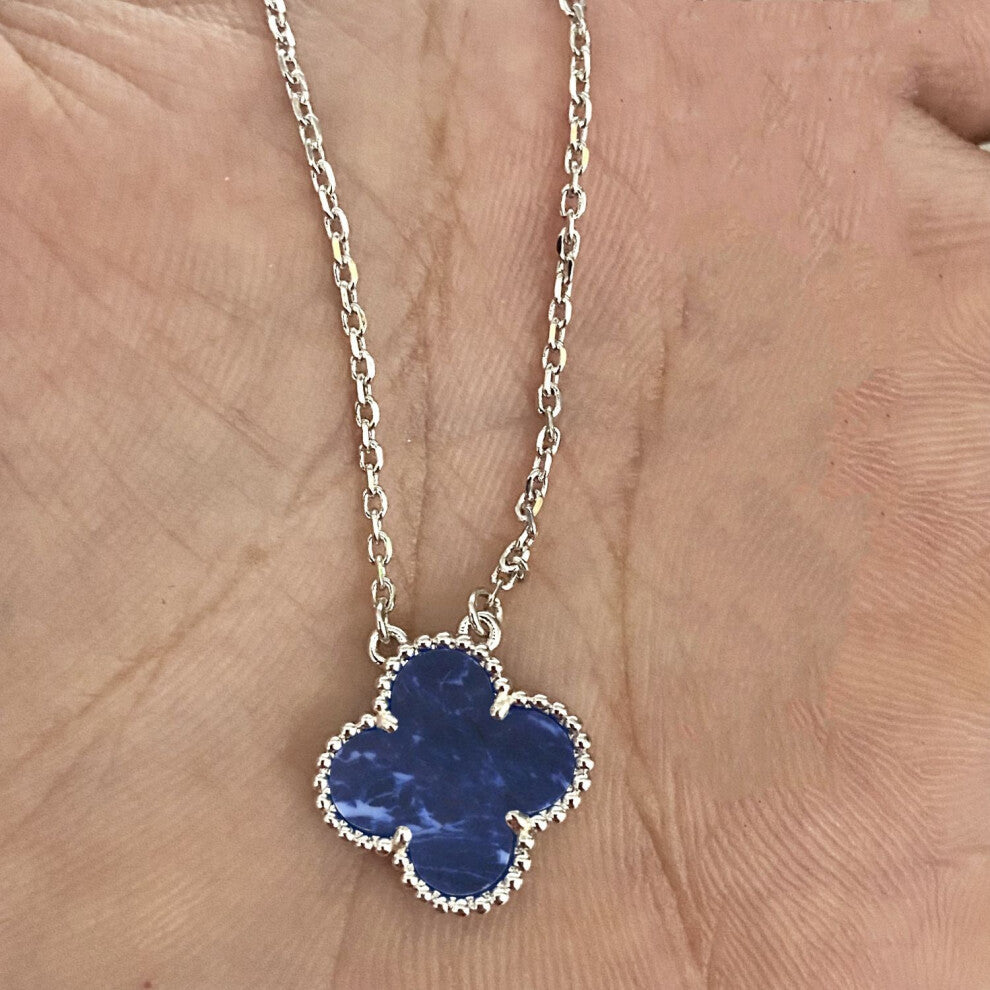 (White gold [Peter Stone] necklace) Fashionable 18k four-leaf clover necklace for women, double-sided mother-of-pearl pendant, non-fading, high-end co