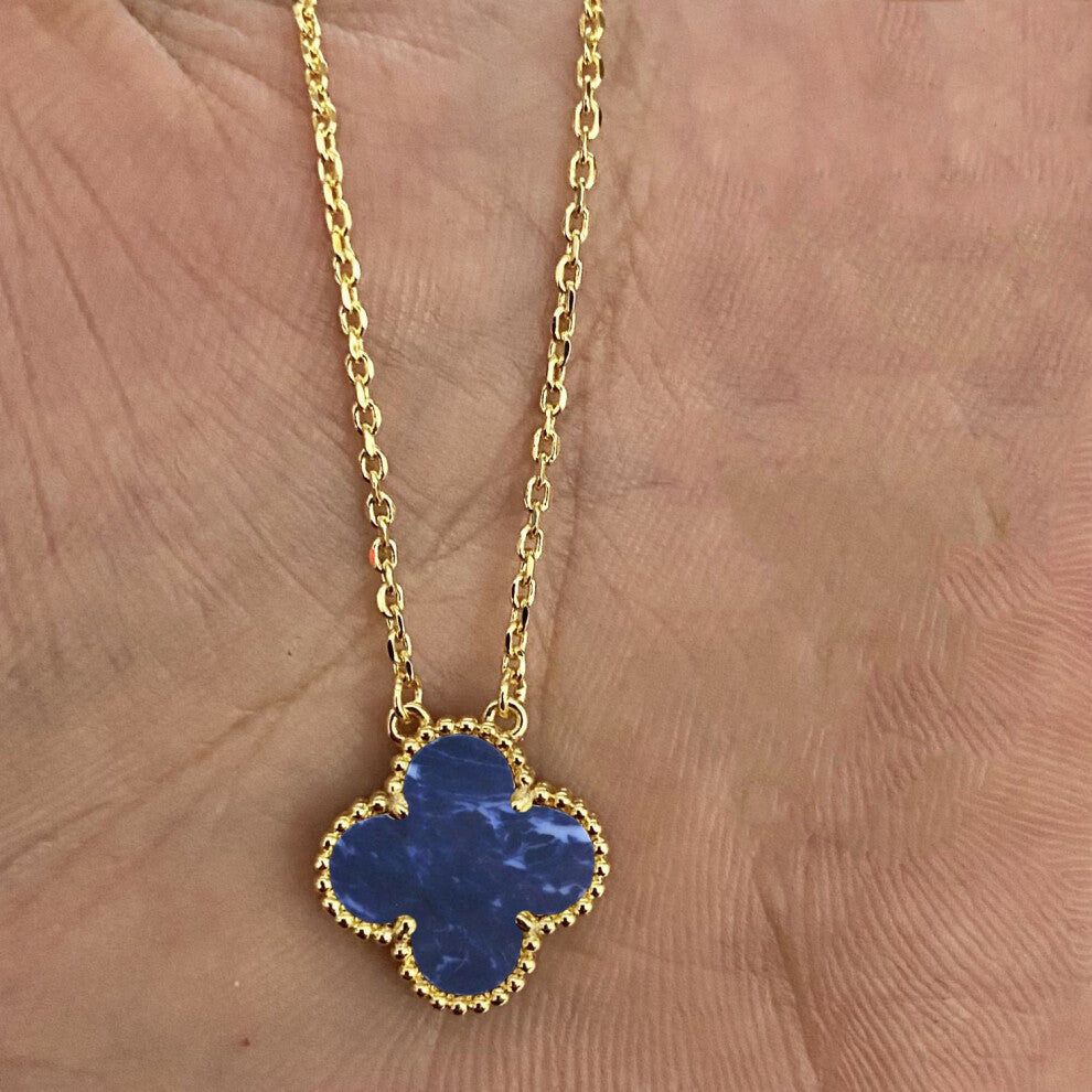 (Golden [Peter Stone] necklace) Fashionable 18k four-leaf clover necklace for women, double-sided mother-of-pearl pendant, non-fading, high-end collar