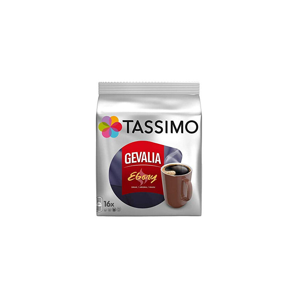 Tassimo Gevalia Ebony, Full-bodied and Intensive, Coffee Capsules, Roasted Coffee, 16 T-Discs-Servings