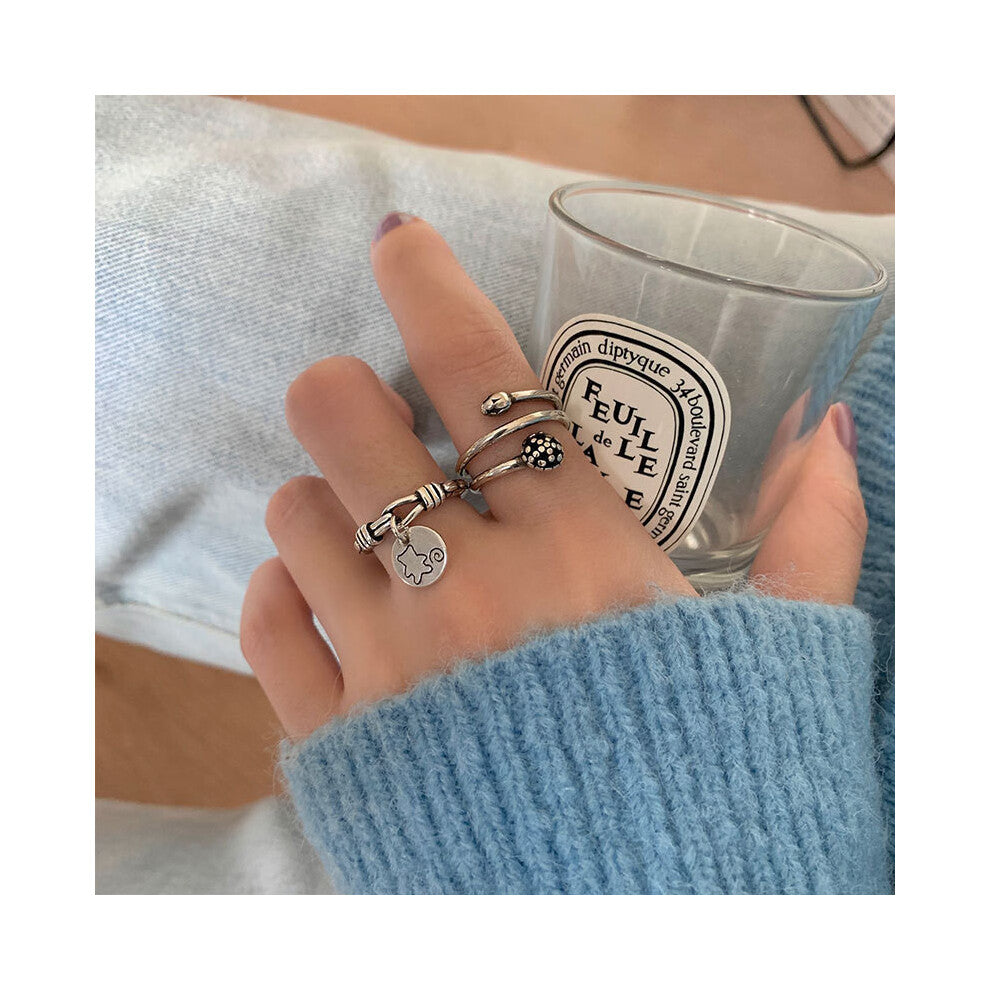 Style Youthful Korean Adjustable Bear Pattern Flower Ring For Women Versatile Chic And