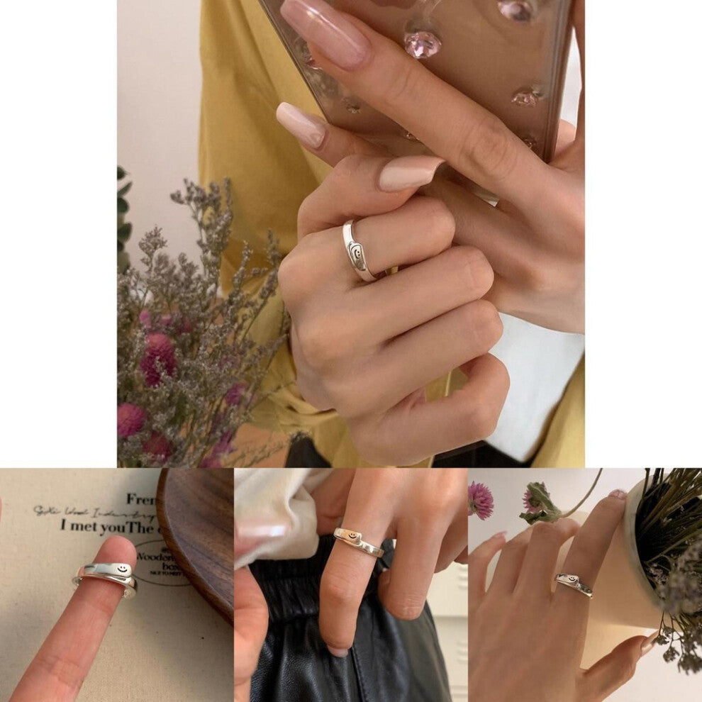 Smiley Contemporary Minimalist Face Ring For Women Chic Adjustable Design Jewelry Copper