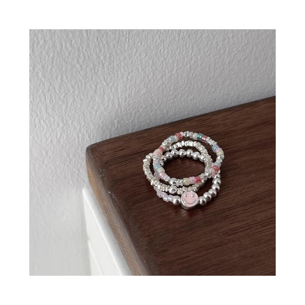 Beautiful Smiley Face Bead Adjustable Ring For Women Fashion Jewelry Copper