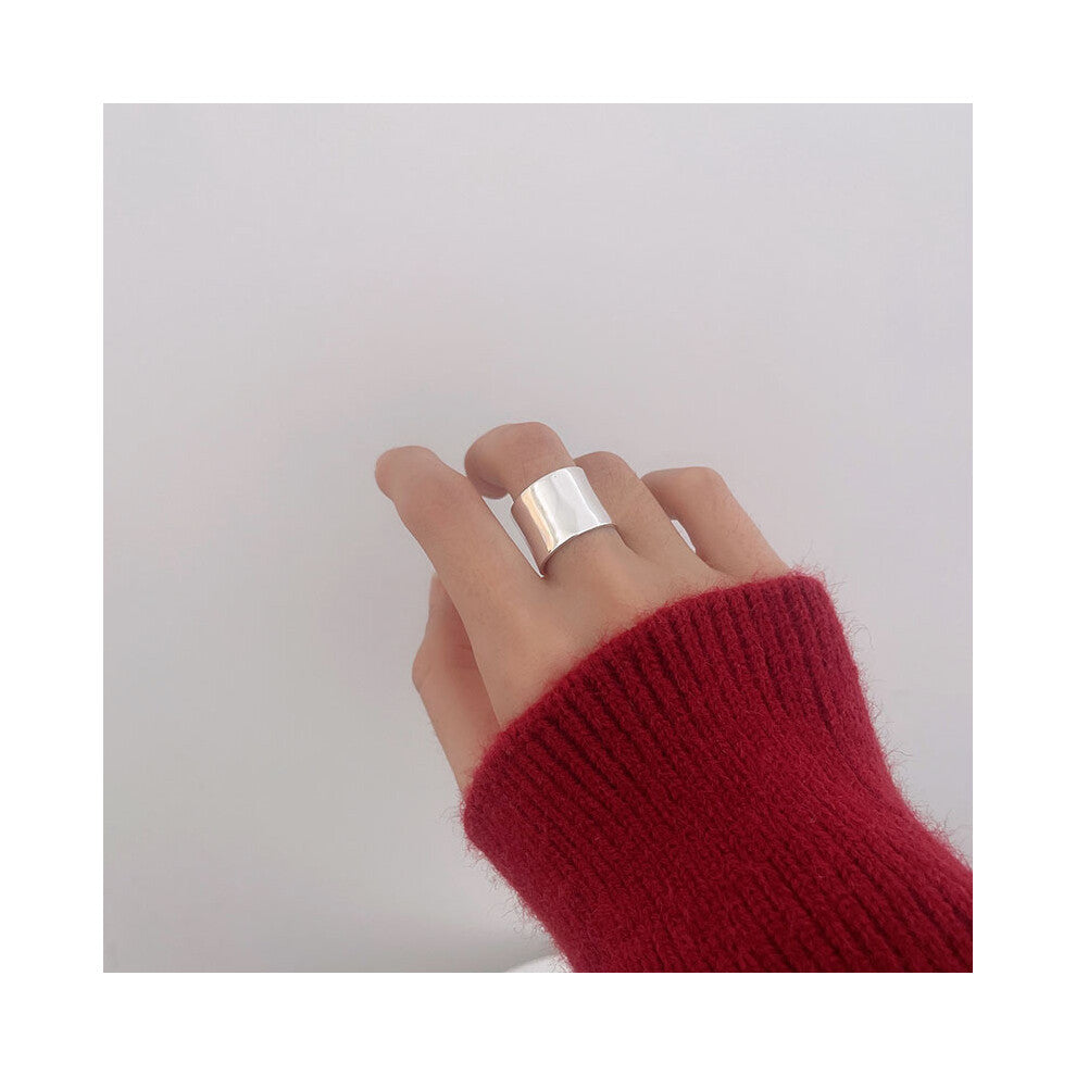 (J203 Glossy) Elegant Korean Style Adjustable Copper Ring For Women With Design Minimalist Geometric