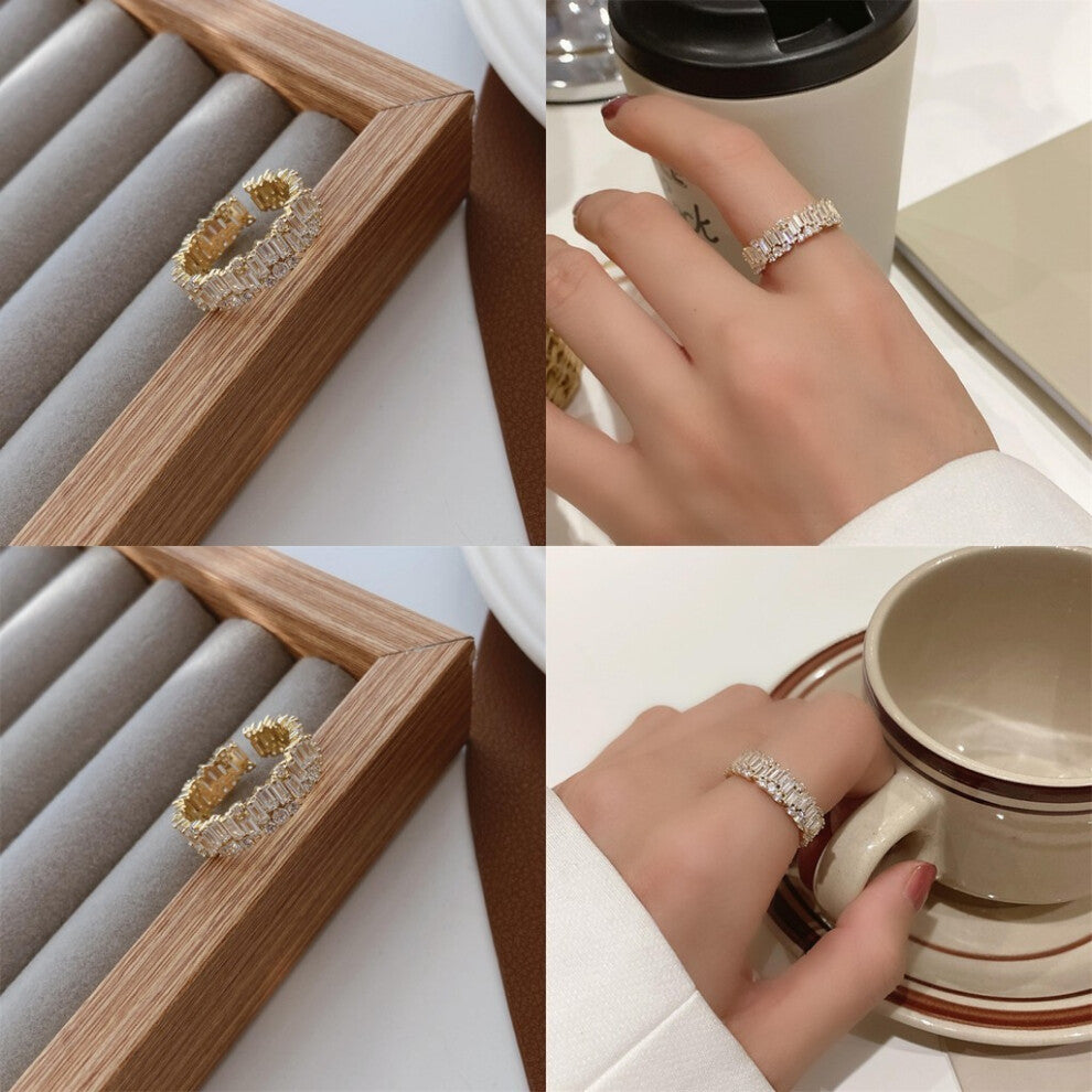 And Versatile Fashionable Copper Ring With Glittering Zircon Stones Trendy Women For