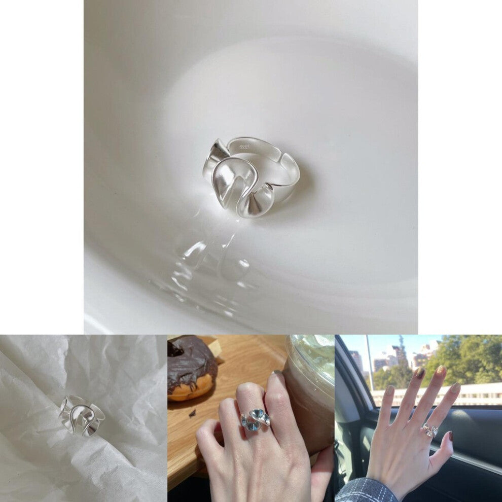 Minimalist Cold Artistic Copper Ring With Adjustable Design And Features Petal Geometric