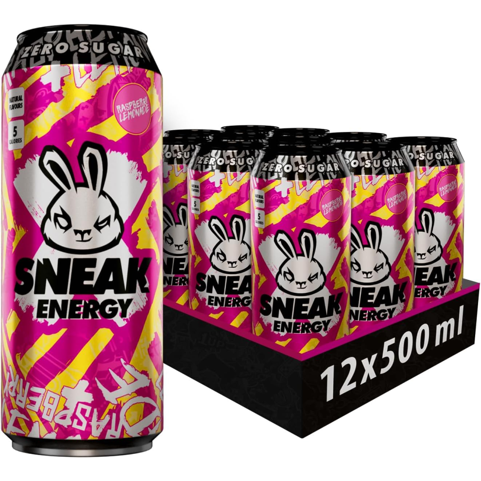SNEAK Energy Drink Cans | Raspberry Lemonade | No Sugar. No Nasties. Just Natural Caffeine, Focus Boosting Nootropics i