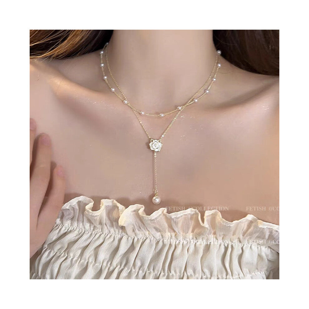 (MY33266) Light luxury design, high-end and fashionable style, collarbone chain, neck chain, sweater chain, bead chain