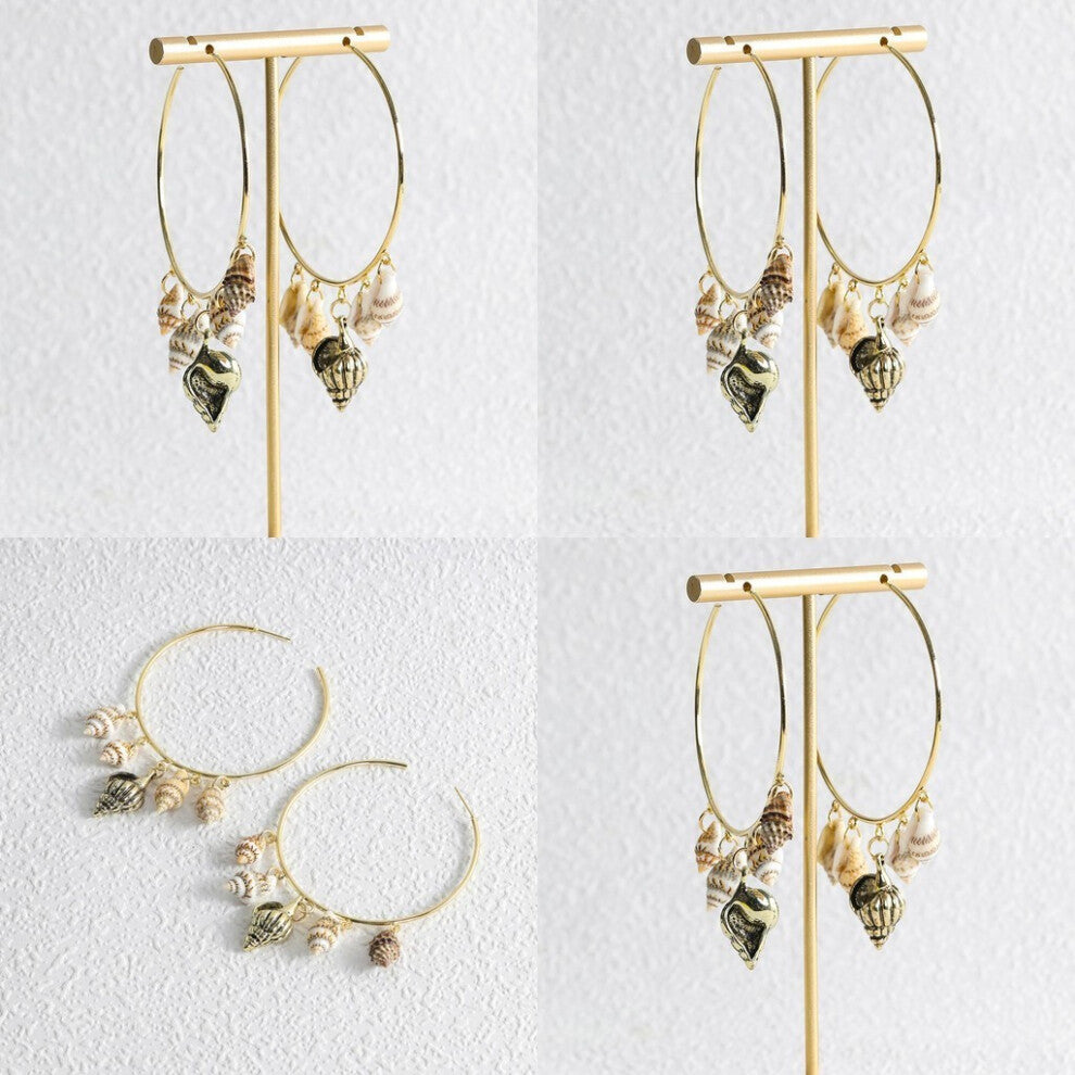 Earrings Bold Shell Geometric Alloy Hoops Versatile Fashion For Accessories Women