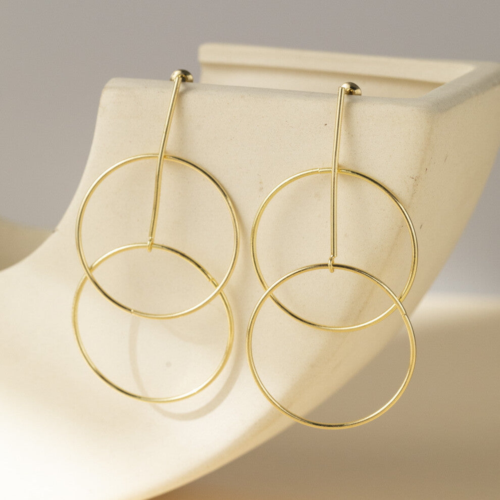 Brass Modern Geometric Circle Earrings Double Hoops Jewelry Elegant Fashion