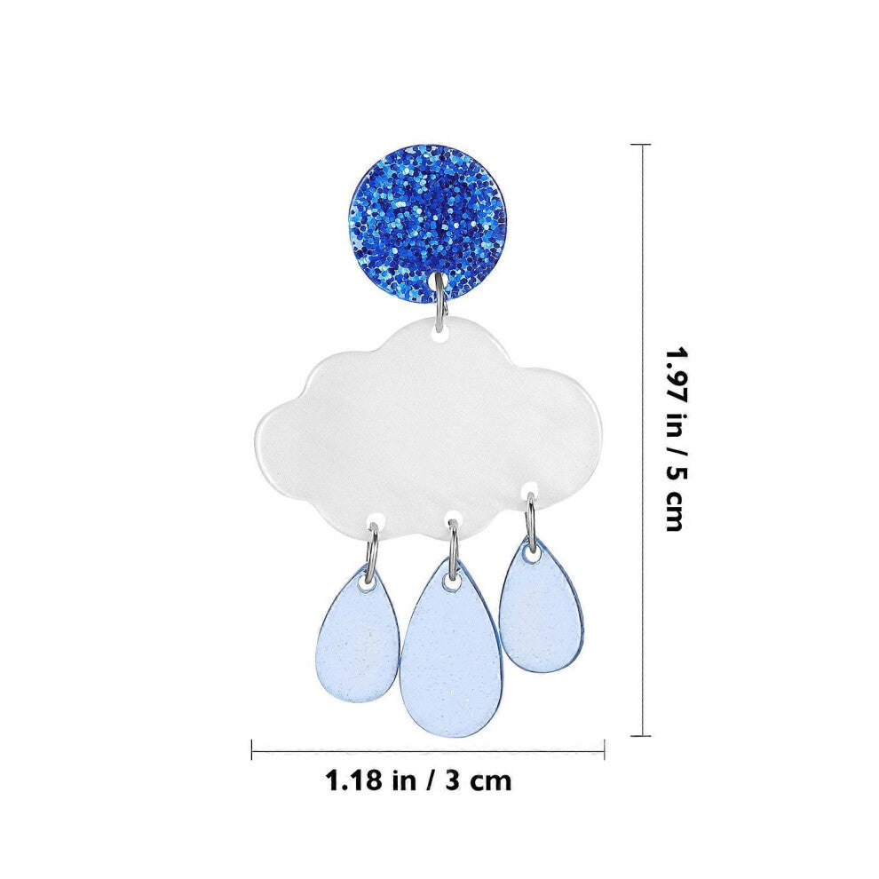 (As show, One size) 1 Pair Cloud Earrings Dangle Raindrops Earrings Glitter Jewelry Women Accessories