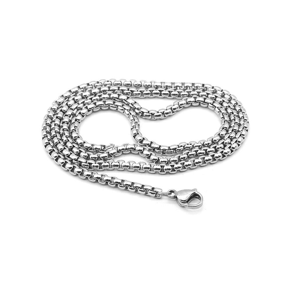 (Pearl chain -60CM) The geometric square hip-hop style simple and versatile hoodie with a collarbone chain has a niche design sense