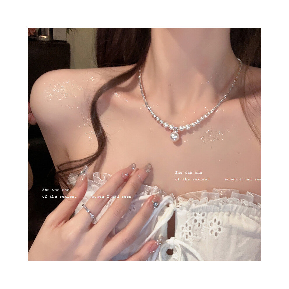 (X1228 silver) Versatile, elegant and high-end bow tie titanium steel collarbone chain and neck chain accessory