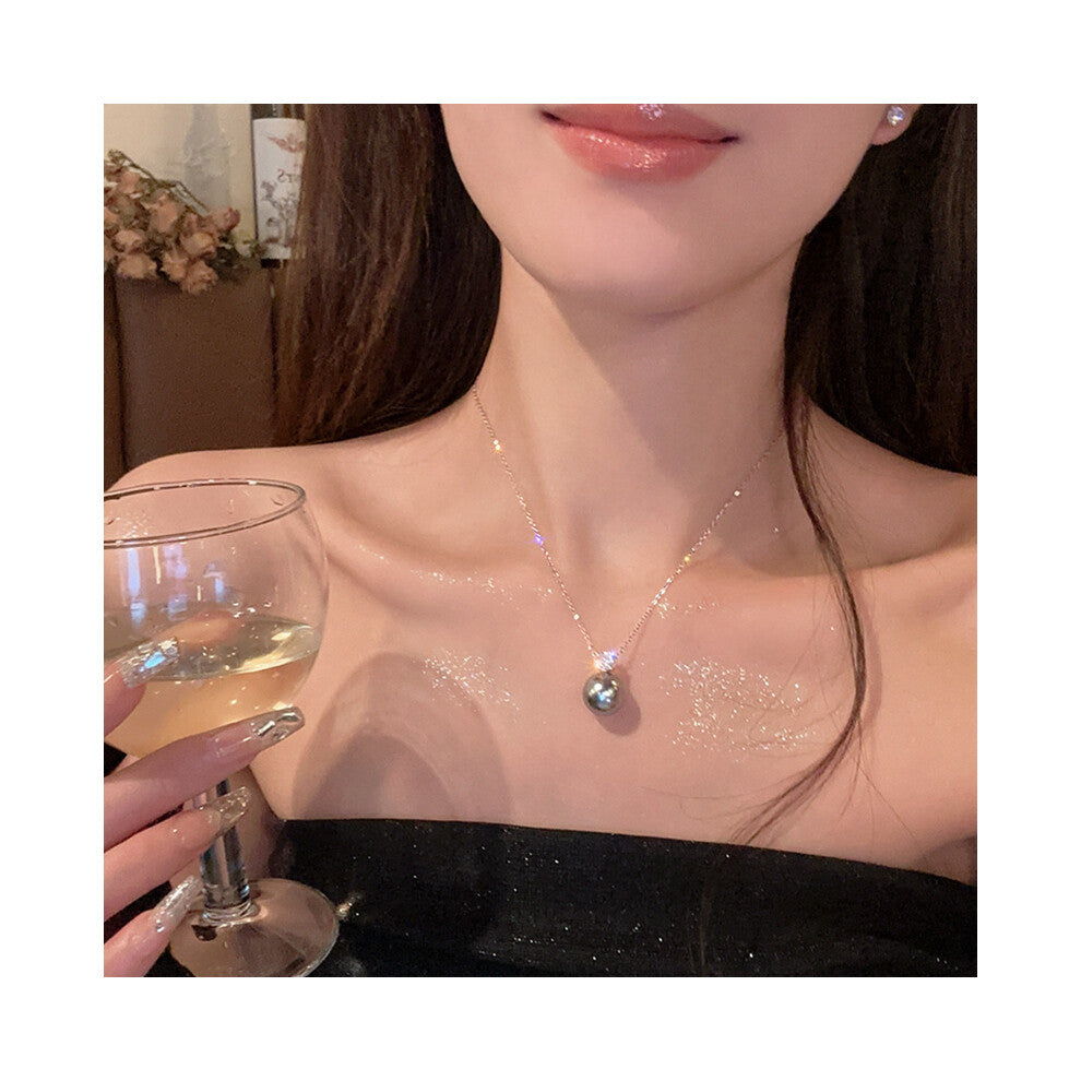 (X1325"Gun black") Versatile, elegant and high-end bow tie titanium steel collarbone chain and neck chain accessory