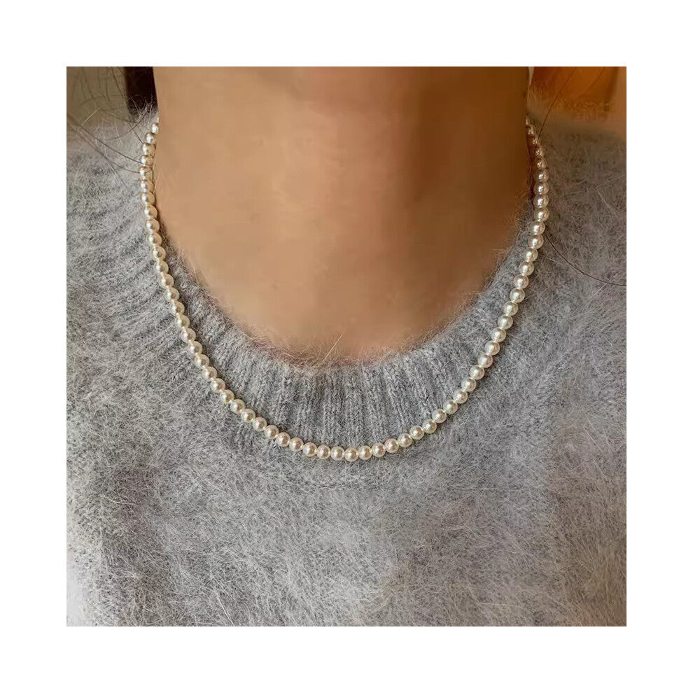 (X1399 gold 5mm(Magnetic snap)) Versatile, elegant and high-end bow tie titanium steel collarbone chain and neck chain accessory