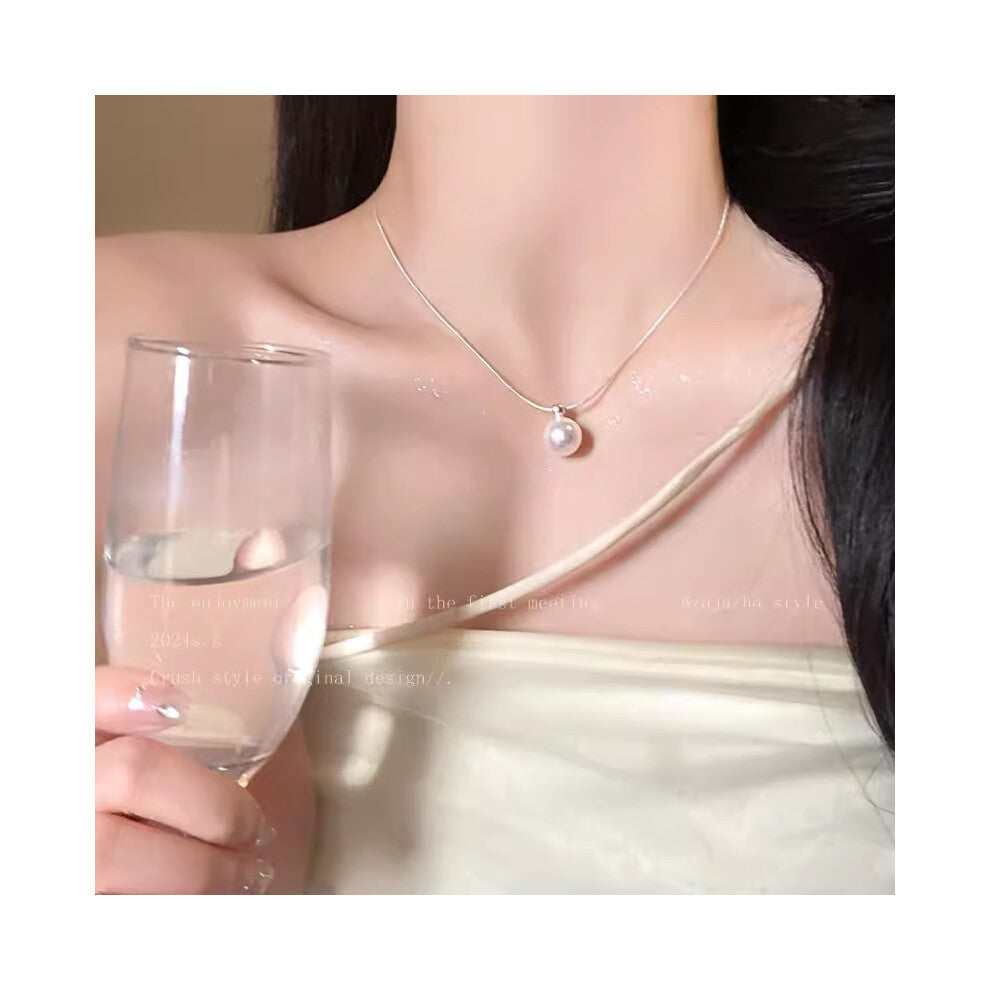 (X1530 silver) Versatile, elegant and high-end bow tie titanium steel collarbone chain and neck chain accessory