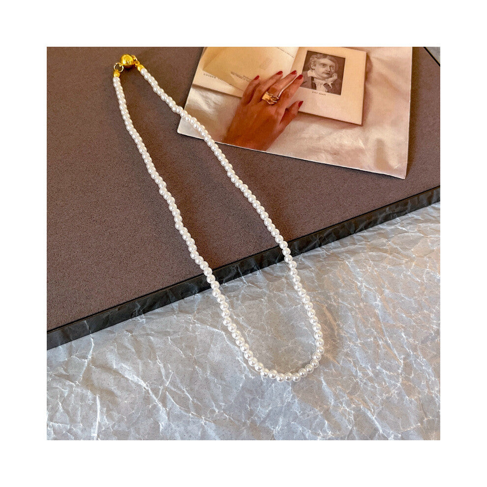 (X1652 gold 4mm(Glass bead)) Versatile, elegant and high-end bow tie titanium steel collarbone chain and neck chain accessory