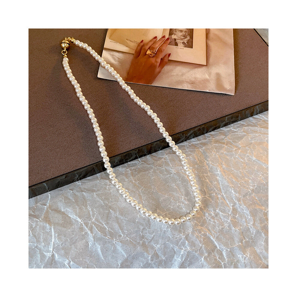 (X1652 gold 5mm(Glass bead)) Versatile, elegant and high-end bow tie titanium steel collarbone chain and neck chain accessory