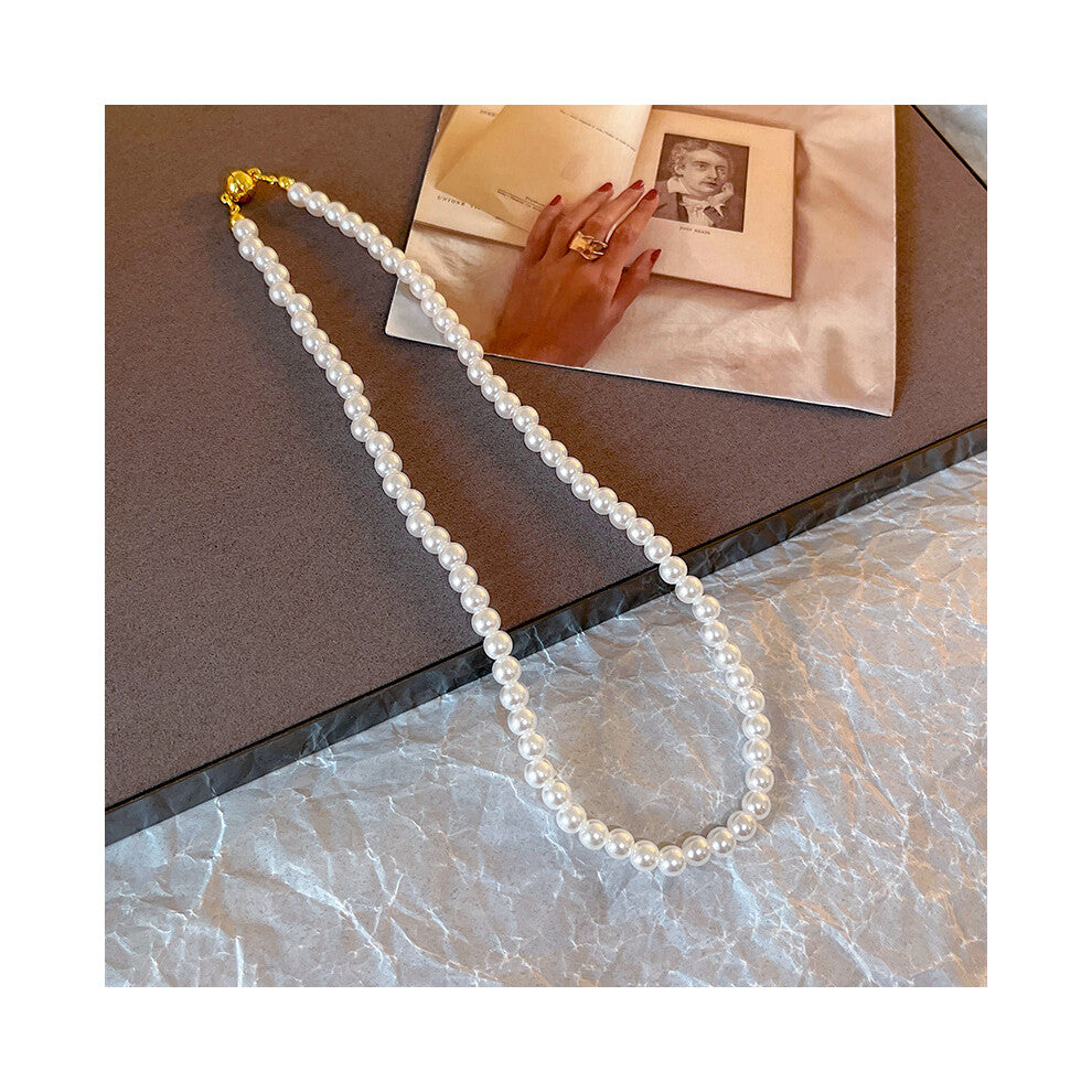 (X1652 gold 6mm(Glass bead)) Versatile, elegant and high-end bow tie titanium steel collarbone chain and neck chain accessory