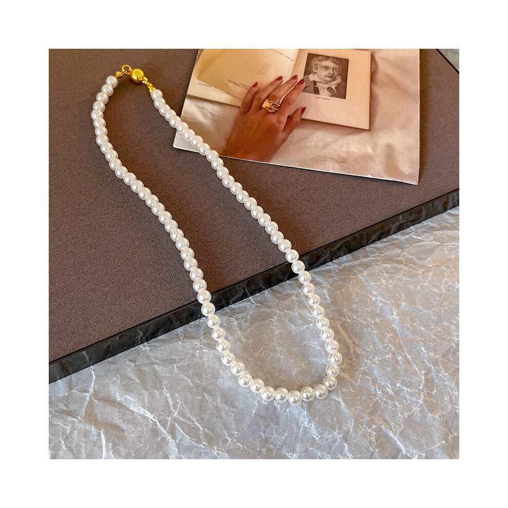 (X1652 gold 8mm(Glass bead)) Versatile, elegant and high-end bow tie titanium steel collarbone chain and neck chain accessory