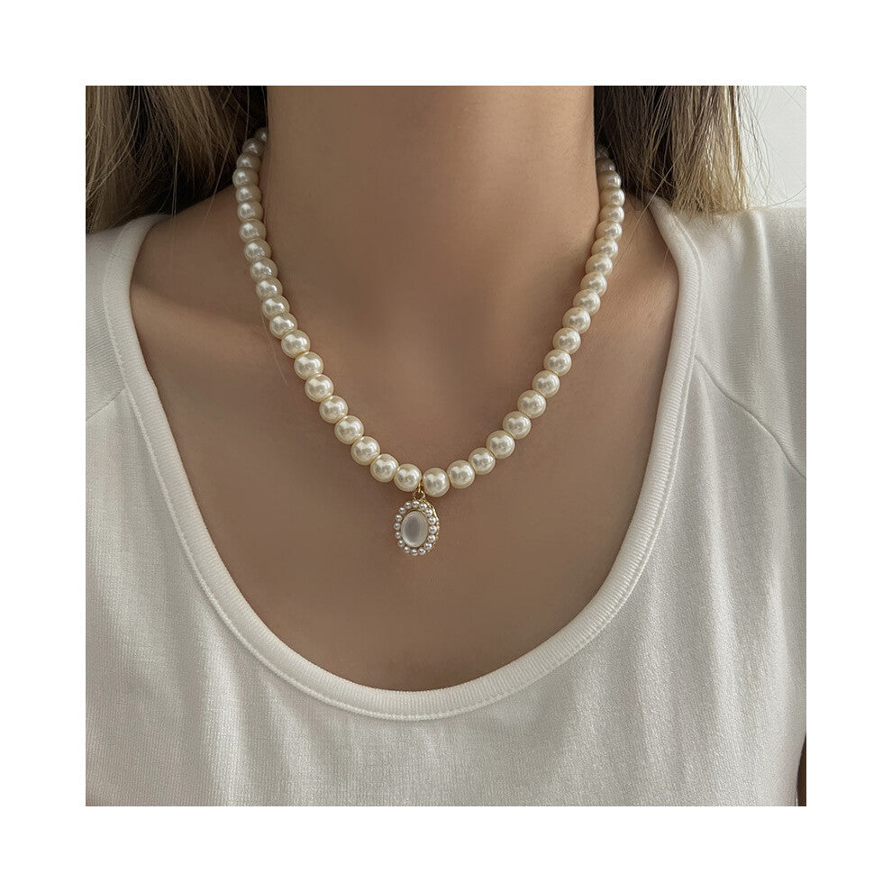 (MY34887) Ins-style pearl necklace, versatile for women, niche design, high-end, light luxury, collarbone chain, heart pendant accessory