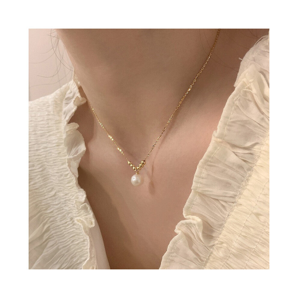 (MY35589) Ins-style pearl necklace, versatile for women, niche design, high-end, light luxury, collarbone chain, heart pendant accessory