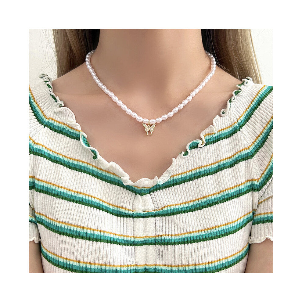 (MY36286) Ins-style pearl necklace, versatile for women, niche design, high-end, light luxury, collarbone chain, heart pendant accessory