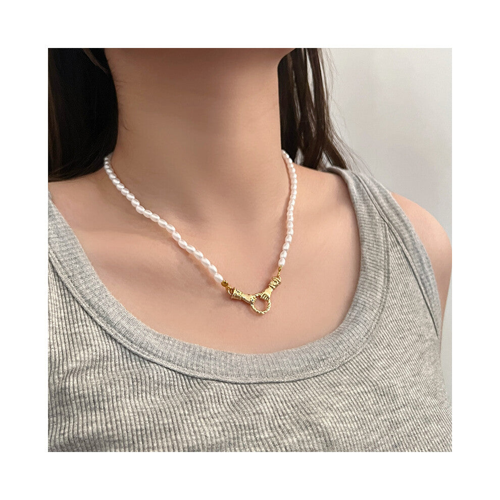 (MY36875) Ins-style pearl necklace, versatile for women, niche design, high-end, light luxury, collarbone chain, heart pendant accessory