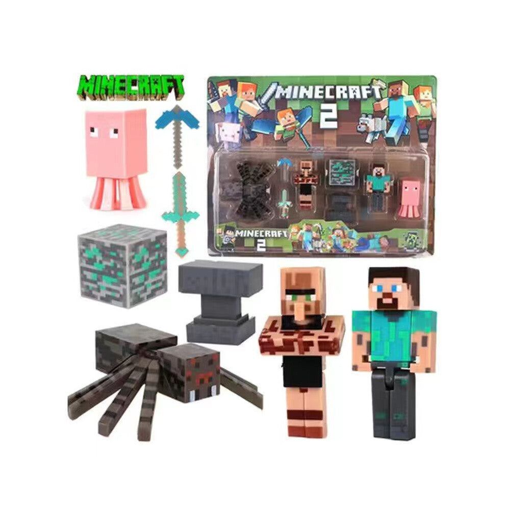(Villager, Box) Minecraft Creeper Themed Building Block Assembly Cake Decoration Party Plugin