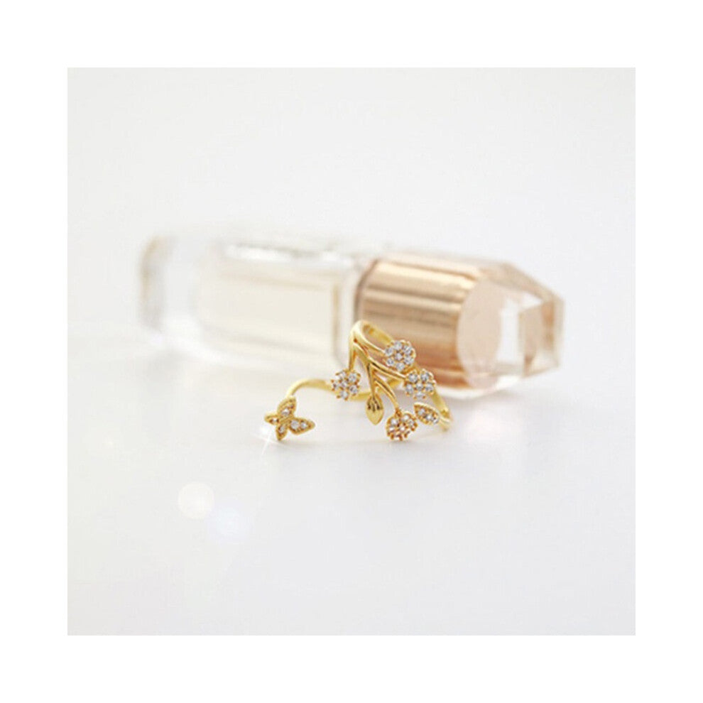 (Gold) Womens Fashion Adjustable Size Butterfly Threes Engagement Ring Gift Ring