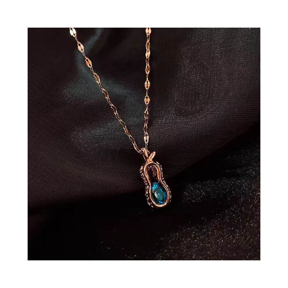 (Rose gold gourd necklace) A red, black and white swan necklace for women, 18K real gold electroplated and diamond-encrusted collarbone chain, elegant