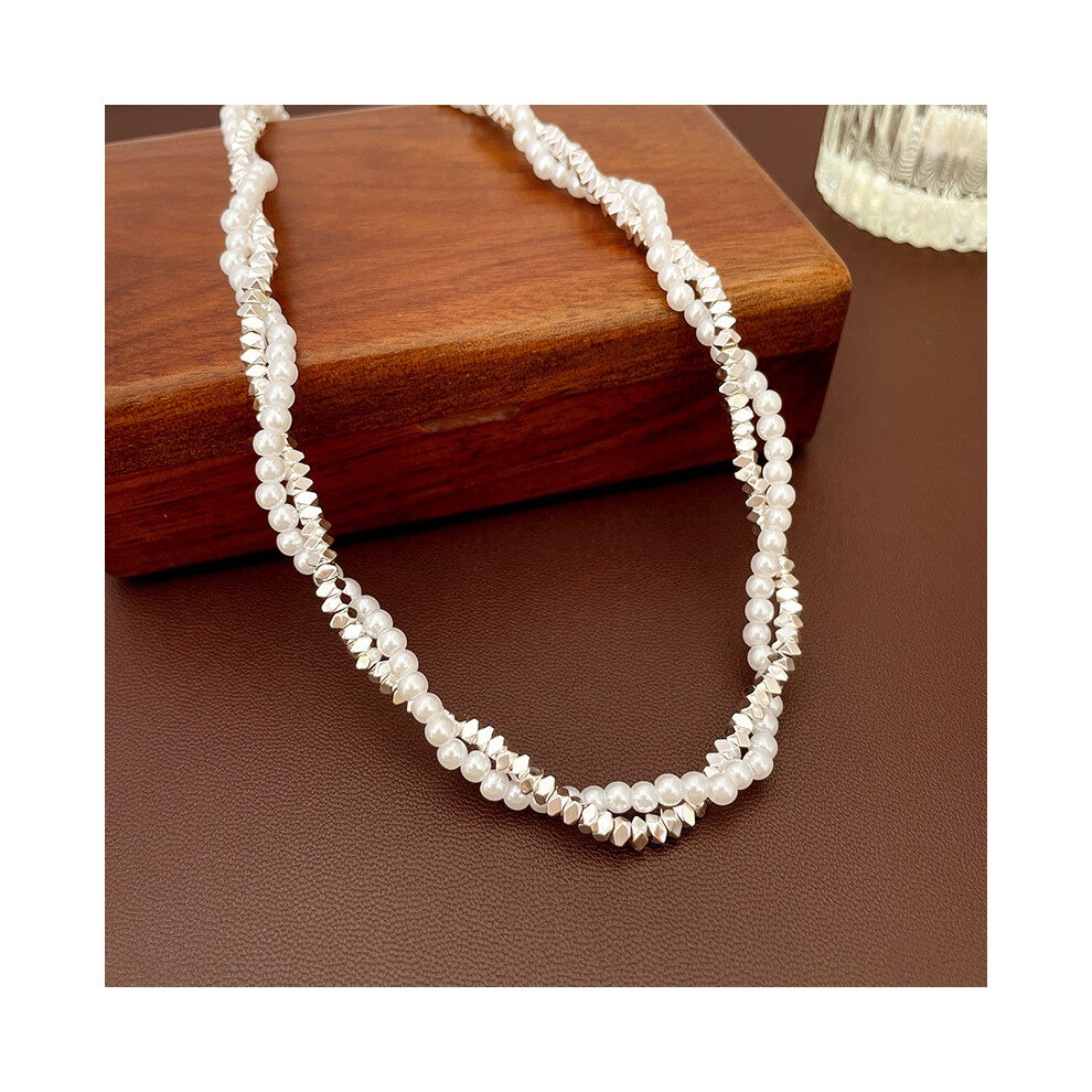(Baroque pearl silver double-layer necklace wrapped in silver) Irregular pearl necklace, light luxury and high-end, niche fashion neckband, collarbone