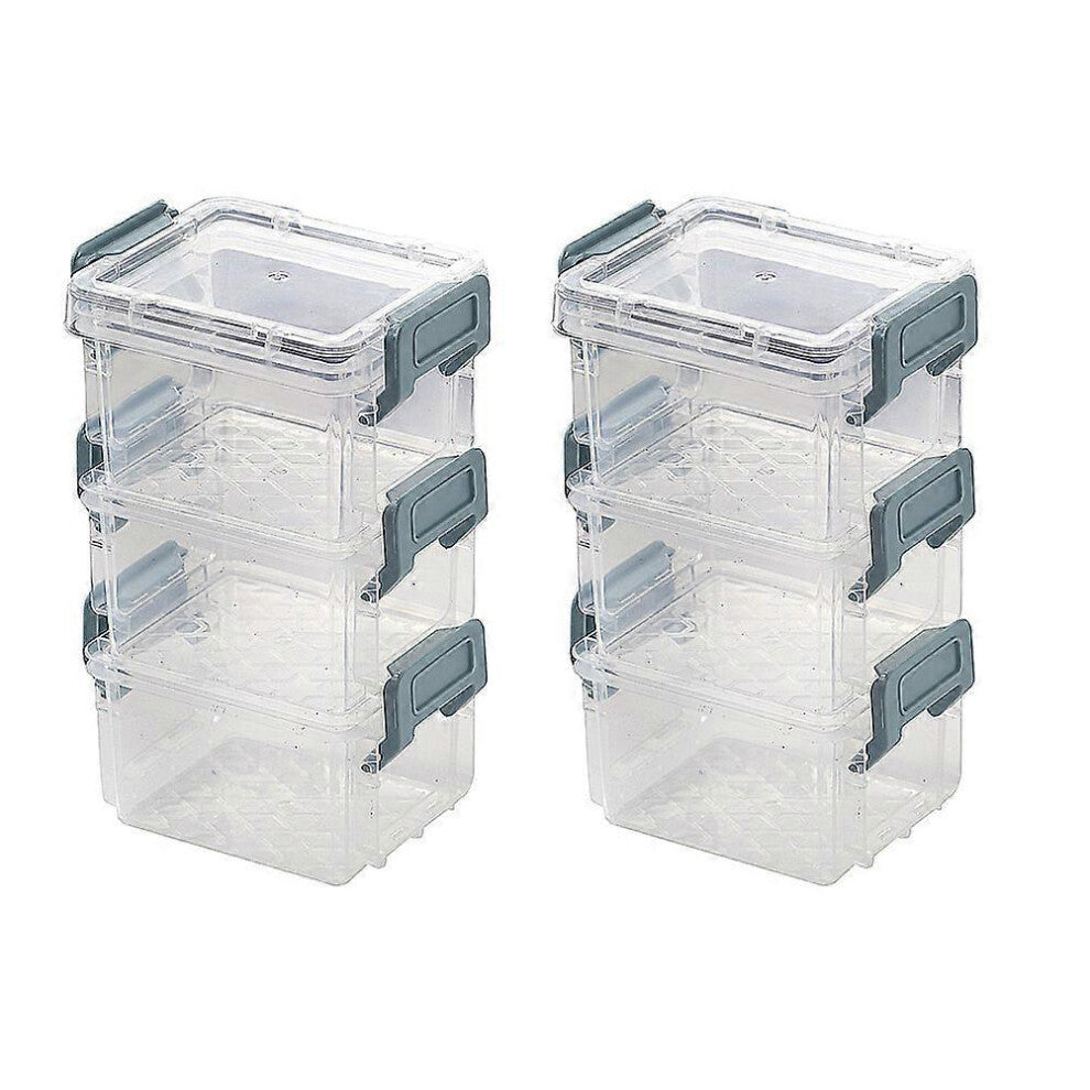 (As show, One size) 6 Pcs Desktop Storage Cases Transparent Jewelry Organizers Stackable Boxes