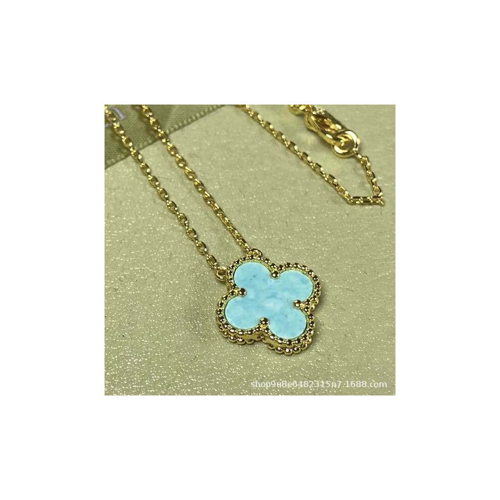 (Golden [Mint green] necklace, High version) Four-leaf clover necklace, red chalcedony, white mother-of-pearl, four-leaf clover necklace, collarbone c