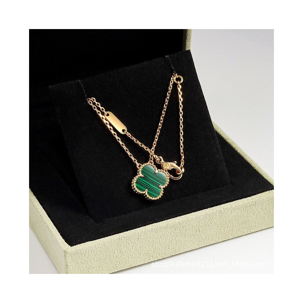 (Golden malachite necklace, CNC buckle version) Four-leaf clover necklace, red chalcedony, white mother-of-pearl, four-leaf clover necklace, collarbon