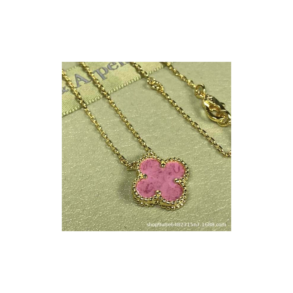 (Golden [rose pink] necklace, CNC buckle version) Four-leaf clover necklace, red chalcedony, white mother-of-pearl, four-leaf clover necklace, collarb