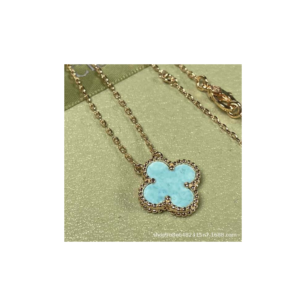 (Rose gold [Mint green] necklace, High version) Four-leaf clover necklace, red chalcedony, white mother-of-pearl, four-leaf clover necklace, collarbon