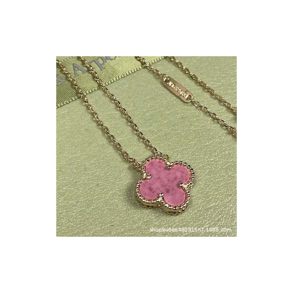 (Rose gold [rose pink] necklace, High version) Four-leaf clover necklace, red chalcedony, white mother-of-pearl, four-leaf clover necklace, collarbone