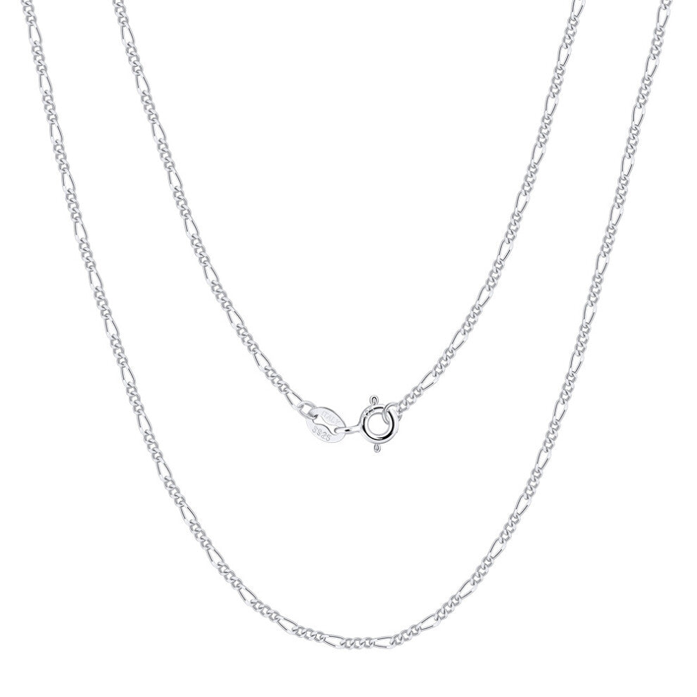 (1.7MM Figaro chain platinum total length including buckle: 55CM Approximately weight :1.91g) S925 sterling silver pendant-free plain chain necklace,