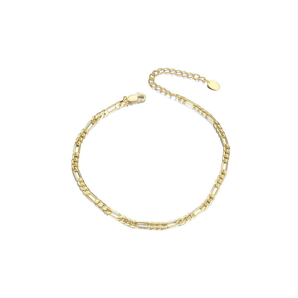 (3.3MM Figaro chain electricity 14K gold 21.5+5CM Approximate weight :3.9g) S925 sterling silver pendant-free plain chain necklace, Figaro chain cross