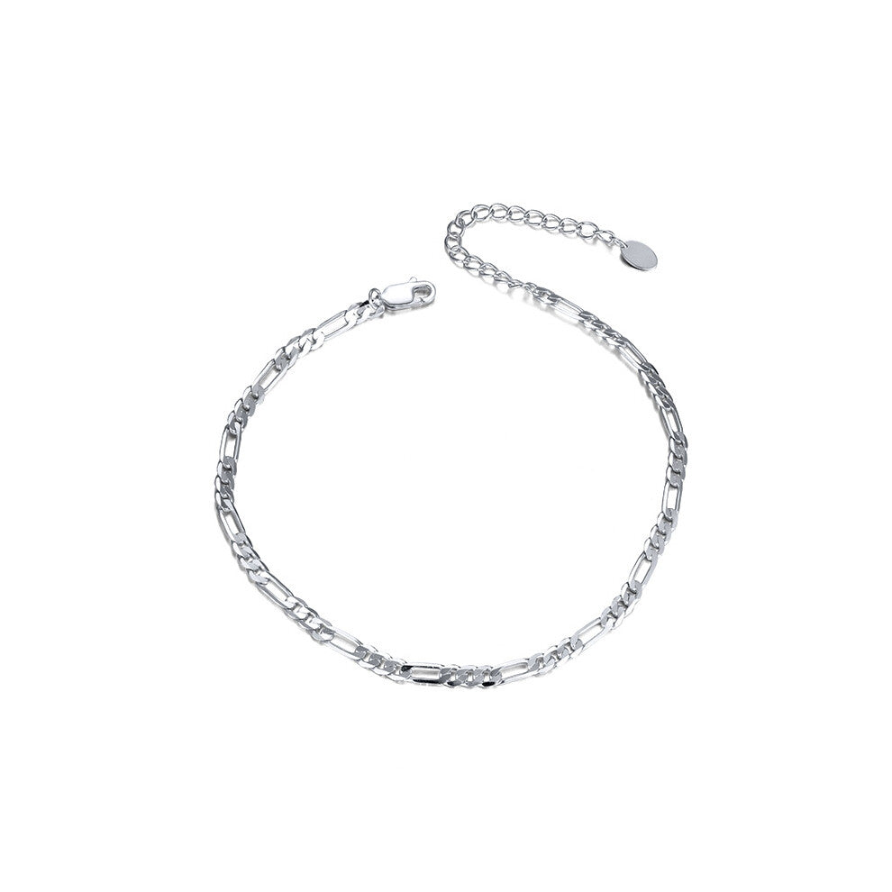 (3.3MM Figaro chain platinum 21.5+5CM, approximate weight :3.9g) S925 sterling silver pendant-free plain chain necklace, Figaro chain cross-border bes