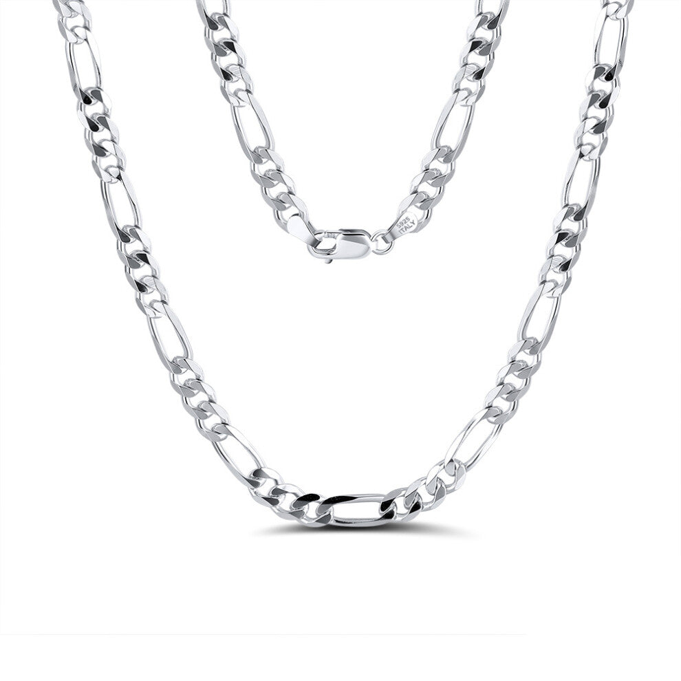 (3.3MM Figaro chain platinum total length including buckle: 45CM Approximately weight :5.59g) S925 sterling silver pendant-free plain chain necklace,