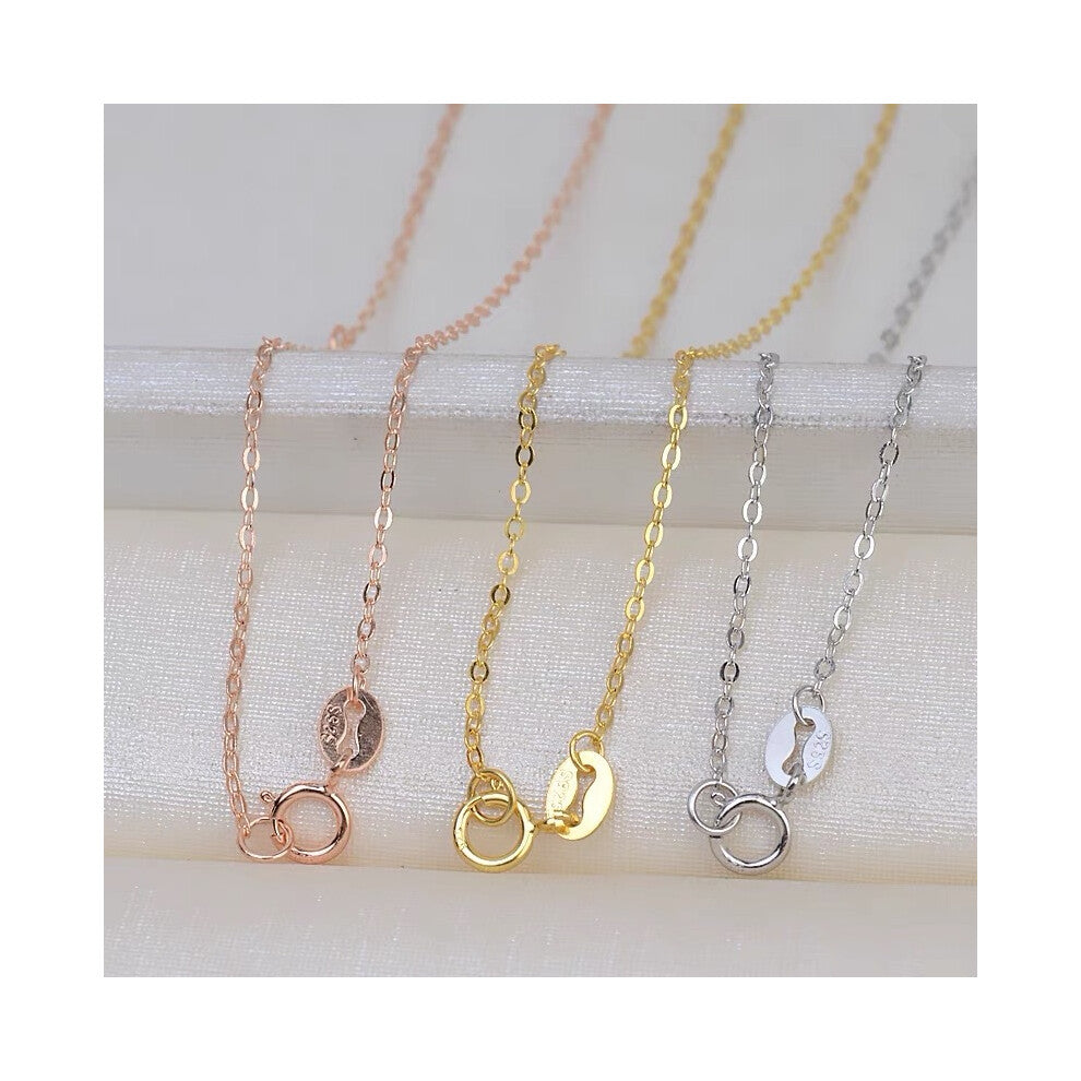 (White gold, 925 silver O-shaped chain (about 0.43 grams)) S925 sterling silver cross-shaped chain, O-shaped chain, bare chain, DIY, versatile collarb